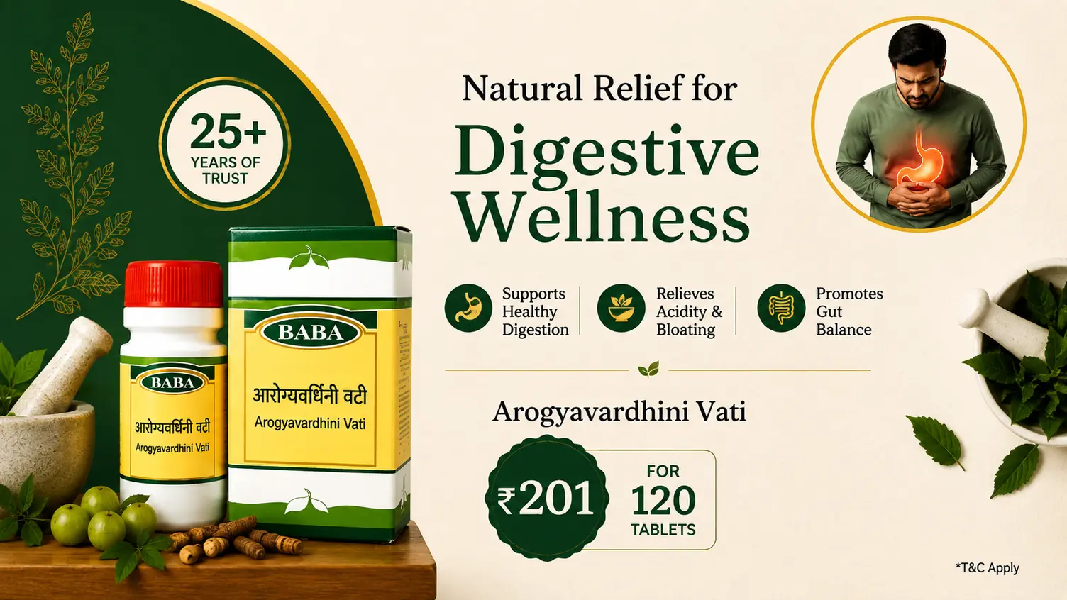 Arogyavardhini Vati - Natural Relief for Digestive Wellness - ₹201 for 120 tablets